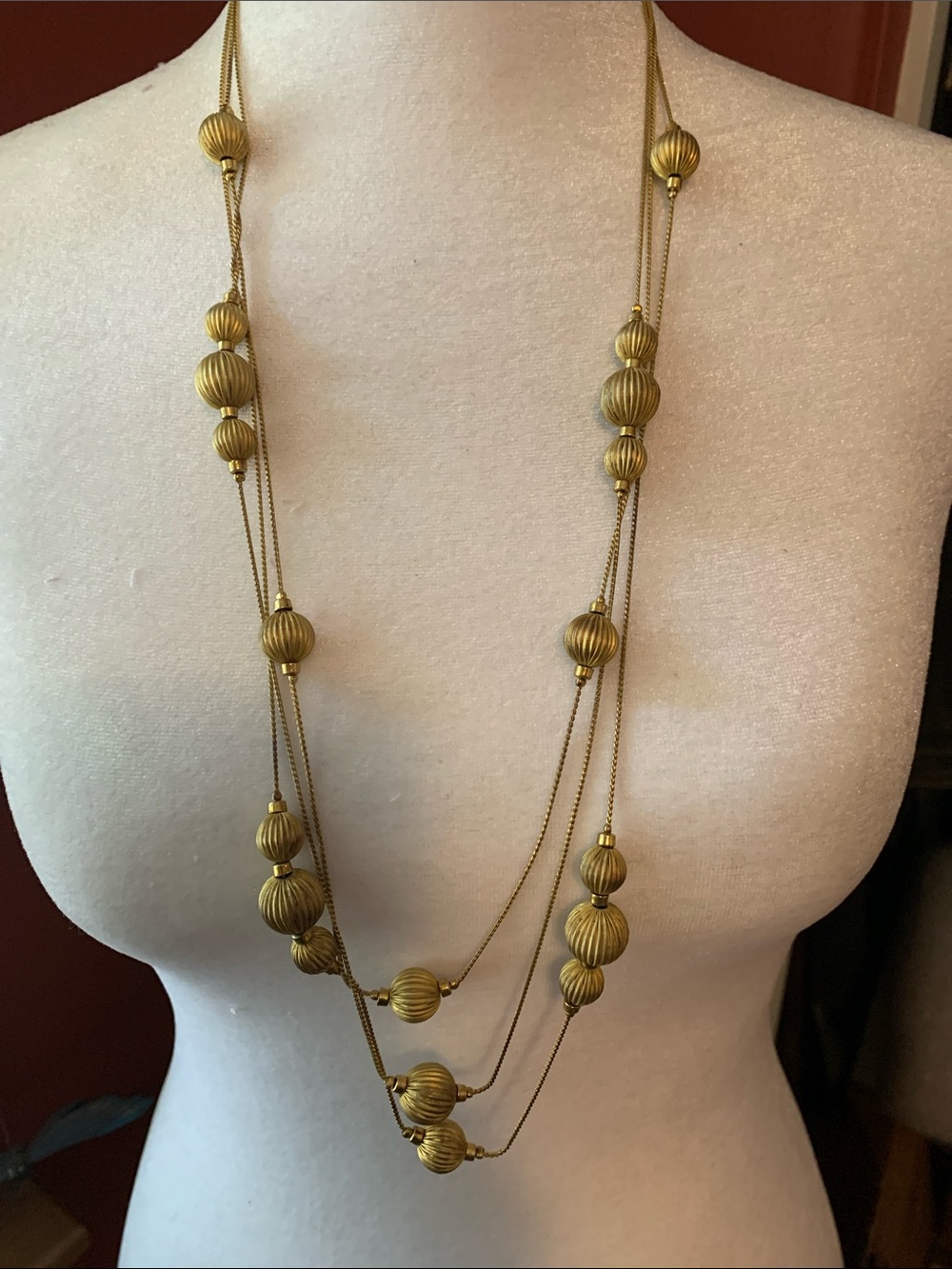 Vintage Gold-Tone Layered Bead Necklace - Elegant Women's Jewelry
